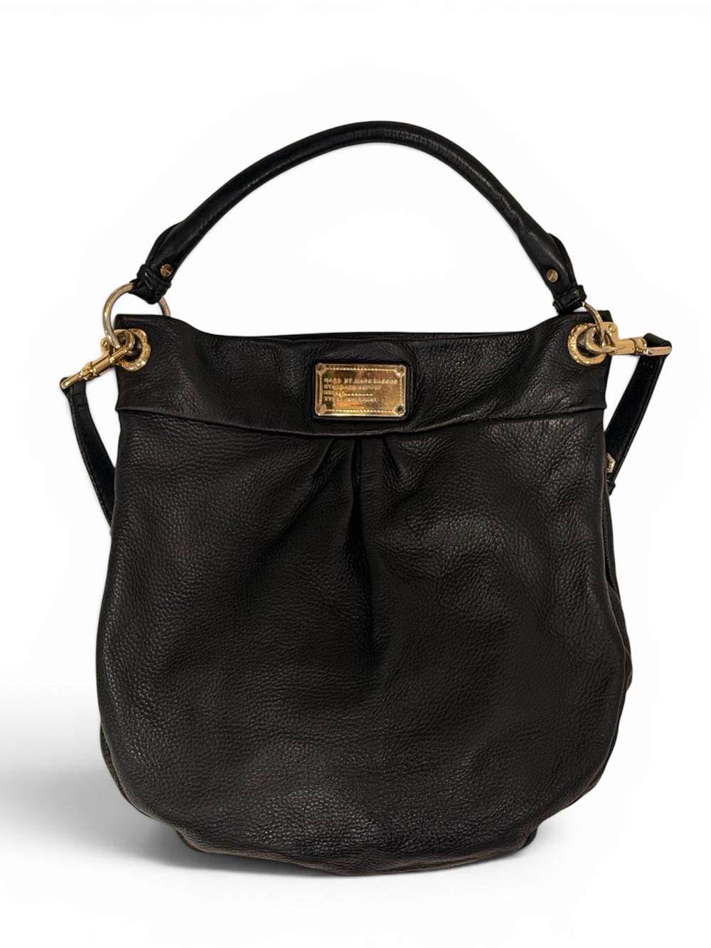 Marc by Marc Jacobs Classic Q Hillier Hobo Black Pebbled Leather Bag Y2K